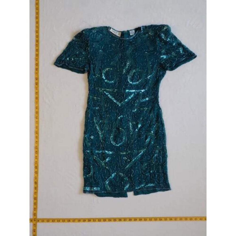 VTG Laurence Kazar Sequin Beaded Dress Eveningwear 80s 100%‎ Silk